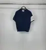 Tb Directo de Fábrica Verano Nuevo Estilo Triángulo en el Pecho Manga Corta Waffle Cuello Redondo Manga Corta Camiseta Casual para Hombres y Mujeres