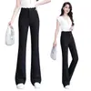 Calça pantalona de lantejoulas com estampa de flor estrelada para mulheres, novo estilo de outono, para o trabalho, elástica, justa ao corpo e com efeito modelador.