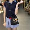 2025 Verano Nuevo Bolso de Lona de Hombro Lindo Bordado de Dibujos Animados Bolso Bandolera Casual Gran Capacidad Bolso Tote con Cordón