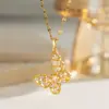 Novo Colar Estilo Coreano Banhado a Ouro Real com Zircônio de Cobre Colar Borboleta de Cristal Elegante Versátil para Mulheres 2024 Corrente para Clavícula