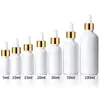 Botella Vacía de Aceite Esencial 100ml Botella de Vidrio Cosmético con Dosificador 30ml Botella de Aceite Esencial Gotero Blanco Mate Botella de Esencia