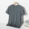 Camiseta de manga corta de seda de hielo, fresca y sedosa para el verano, ropa de seda de morera para hombre, estilo coreano, holgada y fina, camiseta de manga corta para hombre