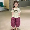Conjunto de Manga Corta para Niña 2026 Nuevo Verano Tendencia Moda Infantil Ropa Casual para Bebé Pantalón Conjunto de Dos Piezas Estilo Delgado