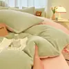 Juego de cuatro piezas de terciopelo de leche engrosado de invierno transfronterizo, sábana de cama de terciopelo coral de doble cara, funda de edredón individual, juego de tres piezas de vellón de franela