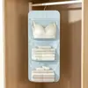 Bolsa cuadrada con cremallera para guardar ropa interior, para colgar en la pared del armario, para organizar calcetines y ropa interior en compartimentos separados, un esencial para dormitorios