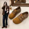 Otoño 2026 Nuevo Bean Bean Retro Hebilla Doble Birken Mary Gamuza Cuero Genuino Zapatos Suela Gruesa Mágica Aumentador de Altura Zapatos Individuales Mujer