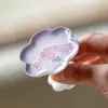 Tapa Pintada a Mano con Forma de Flor de Iris con Morado Degradado, Tapa de Tetera de Cerámica Arita de Alta Gama, Tapa de Cuenco, Soporte para Tapa, Accesorio para Ceremonia del Té