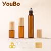 Botella de vidrio con tapa de madera de grano de madera, 3 ml, 5 ml y 10 ml, para té, esencia, perfume, crema para ojos, aceite labial.