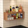 Prateleira de temperos para cozinha, prateleira de armazenamento de parede multicamadas para cebolas, gengibre e alho, organizador de molhos e temperos de grande capacidade