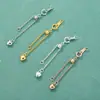 Plata de Ley S925 Chapada en Oro Cadena de Extensión Corazón de Melocotón Cadena en Forma de O Accesorios de Cadena de Extensión de Ajuste para Pulsera de Cuentas Hecha a Mano DIY