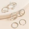Anillo Hip Hop Estilo Frío Europeo y Americano Juego de Seis Piezas Personalizado Anillo Celebridad de Internet Anillo de Dedo Cadena Irregular Rosa para Mujer