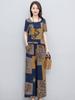 Estilo Fino de Verão Elegante Roupa para Mãe Conjunto de Duas Peças com Manga Curta para Mulheres 2026 Novo Tamanho Grande Casual para Meia-Idade e Idosos