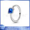 Pandora S925 Cobre Blanco Plateado Accesorios DIY Anillo de Pareja Romántico Simple Rojo Colorido Diamante Cuadrado Piedra Preciosa