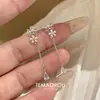 Brincos de Flores com Franjas de Pérola e Diamante Rosa Estilo Doce para Mulheres, Brincos de Gota d'Água Frescos e Modernos, Brincos Delicados de Luxo Discreto