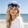 Gorra Azul Marino Bordada Europea y Americana Cosplay Uniforme de Policía Femenino Sombrero de Otoño e Invierno para Actuación Circunferencia de Cabeza Grande Sombrero de Marinero Japonés para Mujer