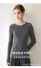 Suéter premium de cashmere 100% puro sem costura para mulheres, gola redonda, canelado, corte justo, top de malha estilo minimalista