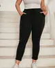 2026 Calça Jogger Casual Feminina Plus Size Cordão Amazon AliExpress Transfronteiriça Cintura Alta Solta Bainha Dobrada Perna Reta