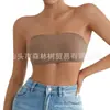Top de tubo sin costuras de seda helada, fino, transpirable, diseño antideslizante, tirantes transparentes, con pequeño realce de pecho, talla grande, sujetador para mujer