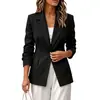 Comercio exterior transfronterizo estilo minimalista de lujo ligero europeo y americano blazer de mujer entallado a la cintura con botones de un solo botón y solapa de muesca para ir al trabajo, traje de longitud corta