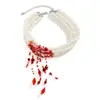 Collar Gargantilla de Perlas Sangrantes Estilo Gótico de Halloween Accesorios de Cosplay Novia Fantasma Cadena para la Clavícula