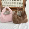 Bolso de Mano de Felpa de Moda Nuevo Otoño e Invierno, Bolso Exquisito y de Alta Apariencia, Bolso Pequeño de Tela Portátil, Bolso de Muñeca para Salir