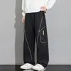 Nuevos pantalones de trabajo rectos para hombre otoño 2026, pantalones largos casuales holgados de pierna ancha, pantalones de cordón de moda para primavera y otoño