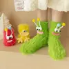 Calcetines de Piso para Adultos y Niños, Calcetines de Felpa con Ojos Grandes de Oruga Peculiar y Lindos para Mujer, Calcetines de Invierno Cálidos Lindos hasta la Mitad de la Pantorrilla para Dormir