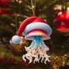 Novos enfeites de Natal acrílicos planos com tema de animais para festas de fim de ano, decorações de árvore de Natal
