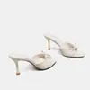 Pantuflas con Lazo para Viajes Diarios y Uso al Aire Libre, Nuevas Sandalias Elegantes de Tacón Alto Estilo Francés para Mujer, 2026 Talla Grande Abiertas Versátiles