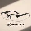 Gafas anti luz azul, semi-montura al aire, lentes transparentes para hombre y mujer, con monturas negro brillante o morado translúcido o rojo, con puente nasal integrado