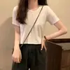 Camiseta de Manga Corta con Cuello Redondo Estampada y Corte para Tallas Grandes para Mujer Verano Nuevo Delgado mm Diseño de Aspecto Adelgazante Top de Moda