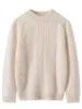 Suéter de punto de cachemira para niños de otoño e invierno, cuello alto medio, suéter de cachemira de punto trenzado con patrón de rombos, suéter base de color liso para niños mayores