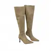 Chuyuji Uso de Dos Maneras Otoño/Invierno 2026 Nuevas Botas Largas de Punta Fina de Tacón Alto Hasta la Rodilla Botas de Tacón Fruncido Estilo Francés Botas Ajustadas