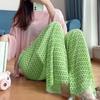 Pantalones de Mujer de Verano 2025 de Pierna Ancha Frescos de Seda Helada Drapeados de Cintura Alta Delgados Casuales Largos hasta el Piso Tie-Dye