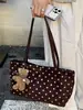 Bolsa de ombro de grande capacidade estilo coreano com bolinhas, nova coleção outono 2026, bolsa tote estilosa, perfeita para o trabalho e para o dia a dia, pode ser carregada sob o braço