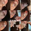Pendientes de Clip Súper Brillantes de Circonita con Forma de Mariposa, Lujo Ligero, Sensación de Alta Gama, Exquisitos Brazaletes para Orejas, Pendientes Simples y Versátiles, Estilo de Nicho