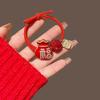 Anillo para el cabello con diseño de serpiente de dibujos animados de Año Nuevo 2025, tendón de goma rojo festivo, diadema para el cabello con lazo para el año de la vida de las mujeres.