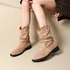 Botas cortas de mujer estilo Martin, forradas de polar, cálidas, nuevo estilo otoño/invierno 2026, talla pequeña, con diseño texturizado de tacón apilado, botas de algodón de caña media con suela gruesa