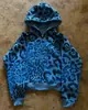 En Stock Novedad de Invierno de Moda Cardigan con Capucha Estampado de Leopardo Europeo y Americano Top Holgado Casual Conjunto de Sudadera y Pantalones Deportivos Hip-Hop