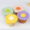 Grande 200ML vidrio de borosilicato alto niños bebé comida caja tazón almacenamiento fresco tapa de silicona sellado horno microondas