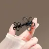 Presilha de Cabelo Exquisita Preta com Flor Grande para Mulheres, Grampo de Cabelo Estilo Novo para Franja, Presilha Bico de Pato, Presilha Lateral para Meninas, Acessório de Cabelo