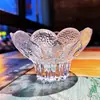 Prato de Frutas de Vidro de Cristal Medieval Folhas e Gotas de Orvalho Tigela de Sobremesa Suporte para Velas Prato de Salada Mini Prato de Cristal Prato