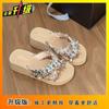 Chinelo Feminino Versátil da Moda para Exterior Confortável Estilo Retrô 2025 Verão Novo Chinelo Feminino da Moda com Borla Estilo Férias