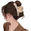 Presilha de cabelo estilo vintage que não danifica os fios, na cor café com toque de luxo, presilha de tubarão de pelúcia, acessório de cabelo fofo e doce para penteados presos.