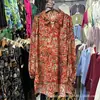 Moda Femenina Europea y Americana 2025 Camisa Estampada de Manga Larga Estilo Ins Moderna de Longitud Media Top de Diseñador