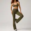 Conjunto Esportivo Transfronteiriço para Mulheres: Roupa de Yoga com Decote Halter, Calça Flare Respirável de Secagem Rápida, Conjunto de Duas Peças com Sutiã para Corrida e Fitness
