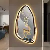 Pintura Colgante Moderna de Lujo Ligero LED Reno Sala de Estar Pasillo Pintura Luminosa Creativa Pintura Decorativa de Entrada Pintura Luminosa LED