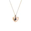 Collar de Proyección Hueca en Forma de Corazón, "Te Amo" en 100 Idiomas, Cadena para Clavícula Memorial con Foto Personalizada para Uso Diario