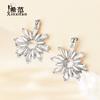 Pendientes de flor de hielo de plata de ley s925 para mujer, súper brillantes, con temperamento moderno, adelgazantes, con incrustaciones de diamantes, pendientes de copo de nieve, otoño e invierno, celebridad de Internet, combinan con todo