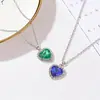 Venta caliente transfronteriza de joyas, collar de amor con gemas de cristal titánico, temperamento clásico, collar de corazón oceánico